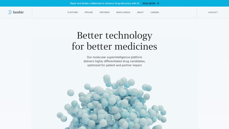 Iambic Therapeutics website homepage screenshot