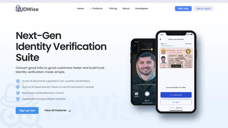 IDWise website homepage screenshot