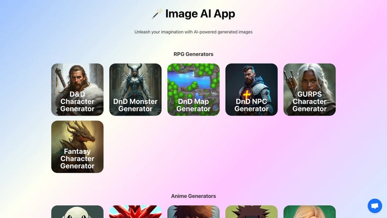 Image AI App website homepage screenshot