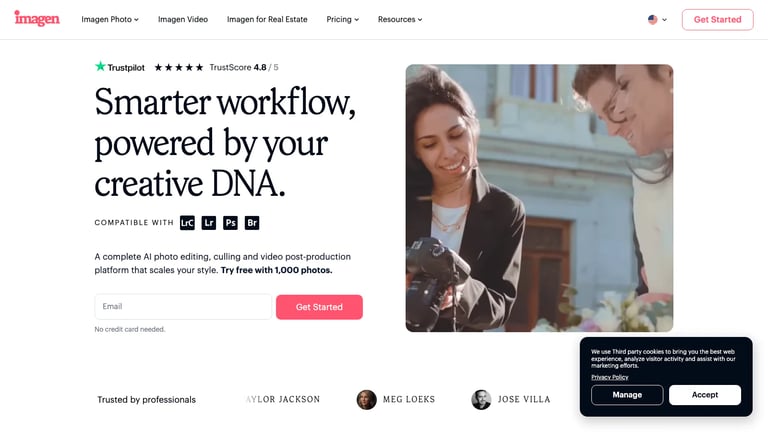 Imagen website homepage screenshot