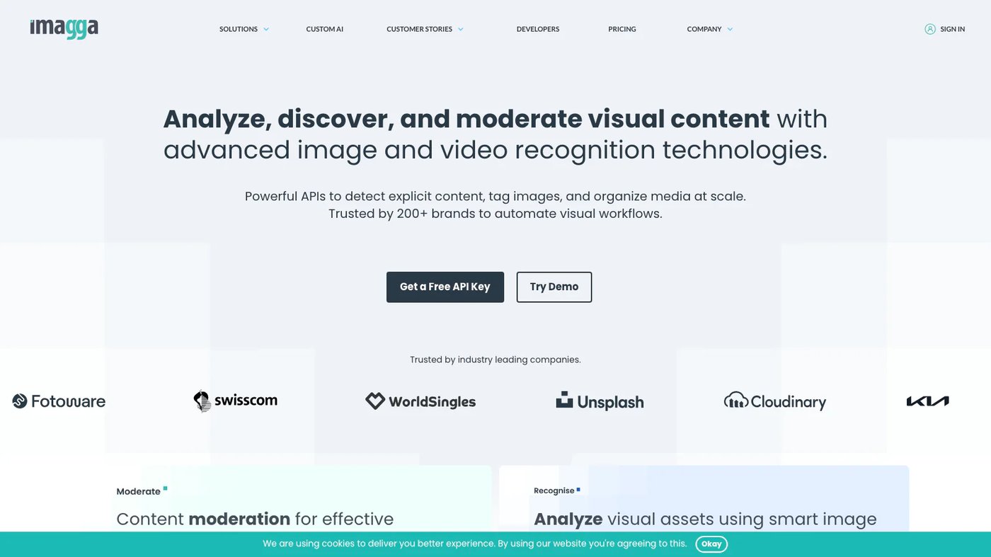 Imagga website homepage screenshot