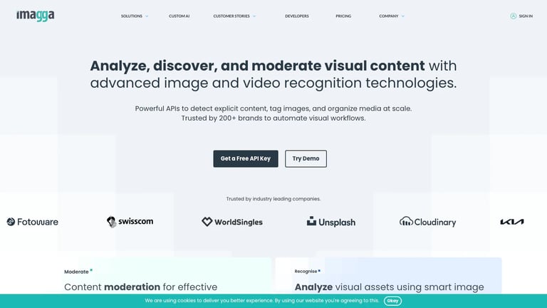 Imagga website homepage screenshot