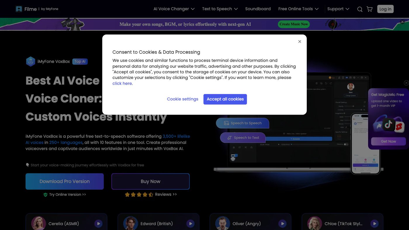 iMyFone VoxBox website homepage screenshot