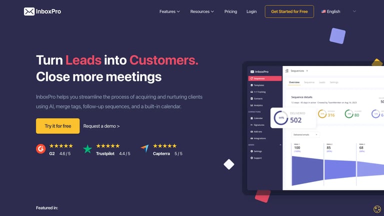 InboxPro website homepage screenshot