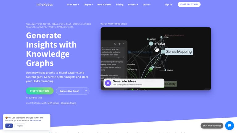InfraNodus website homepage screenshot