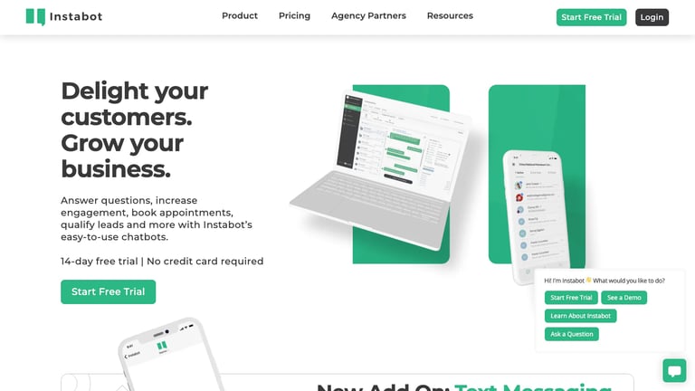 Instabot website homepage screenshot