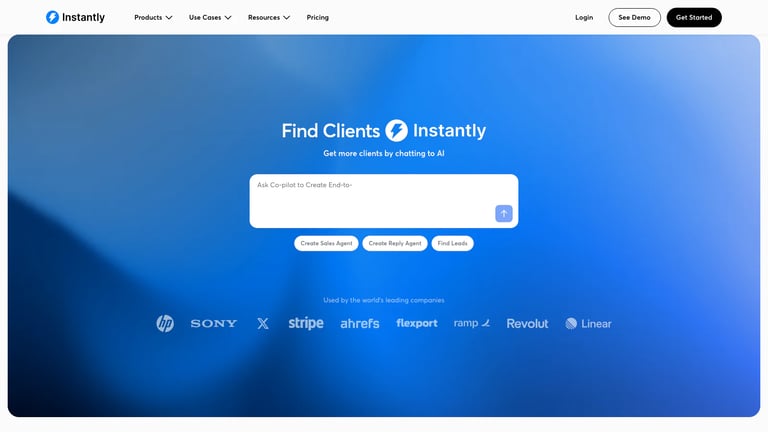 Instantly website homepage screenshot