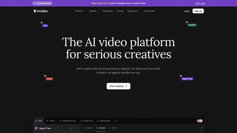 invideo website homepage screenshot