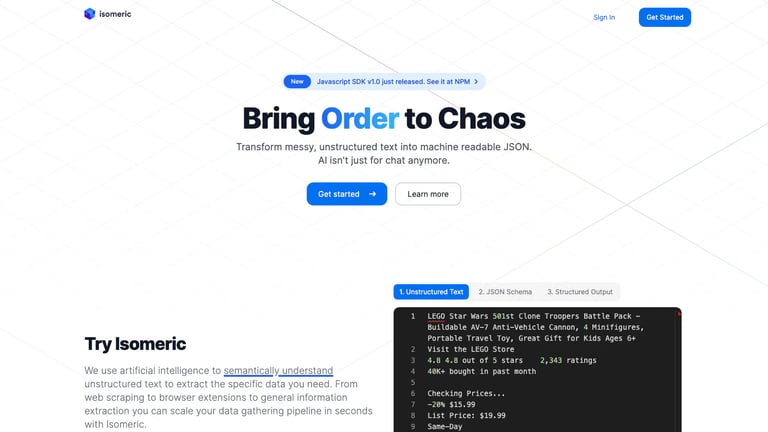 Isomeric website homepage screenshot