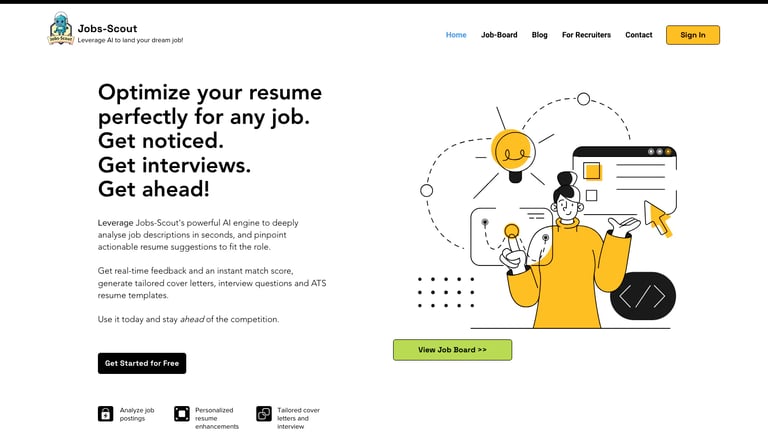 Jobs-Scout website homepage screenshot