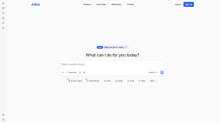 Julius AI website homepage screenshot