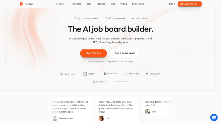 Kardow website homepage screenshot