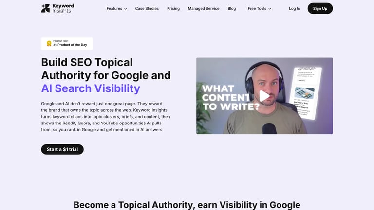 Keyword Insights website homepage screenshot