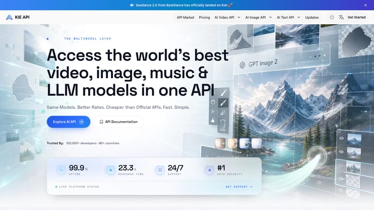 KIE.ai website homepage screenshot