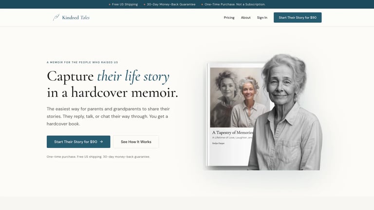 Kindred Tales website homepage screenshot