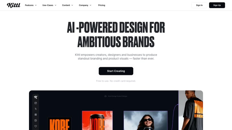 Kittl website homepage screenshot
