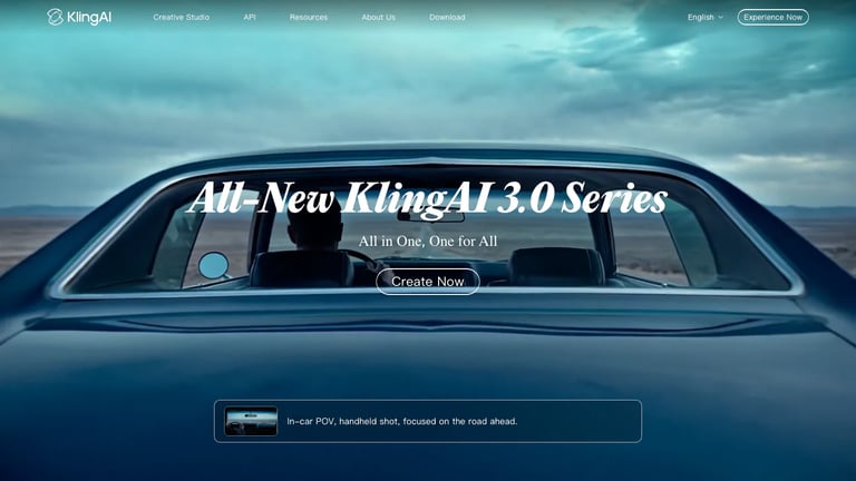 Kling AI website homepage screenshot
