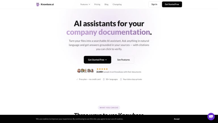 Knowbase website homepage screenshot