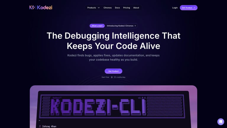 Kodezi website homepage screenshot