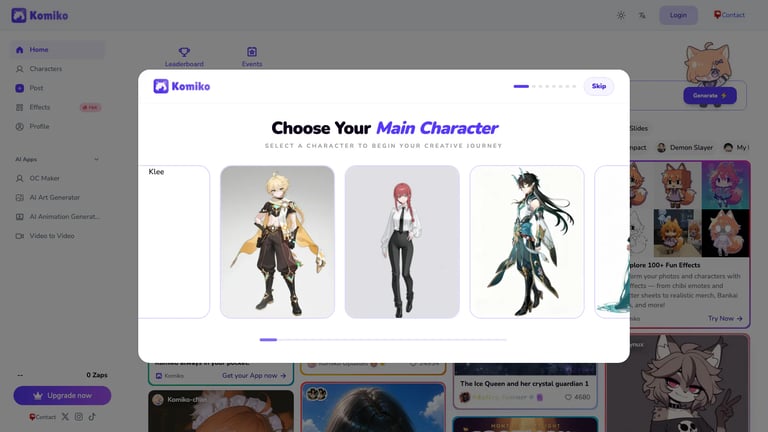 KomikoAI website homepage screenshot