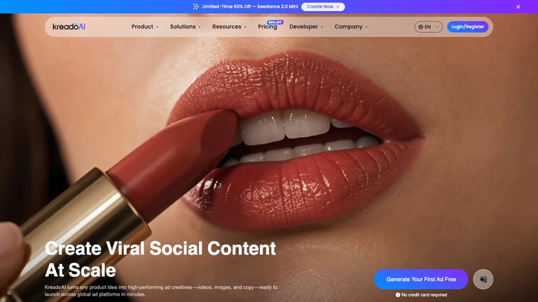 KreadoAI website homepage screenshot