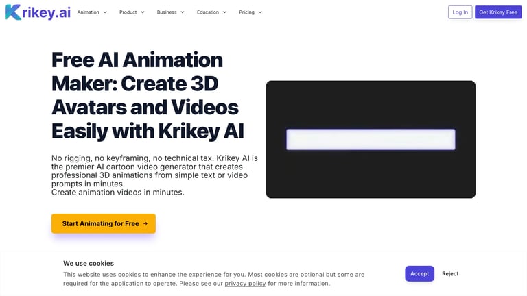 Krikey AI website homepage screenshot