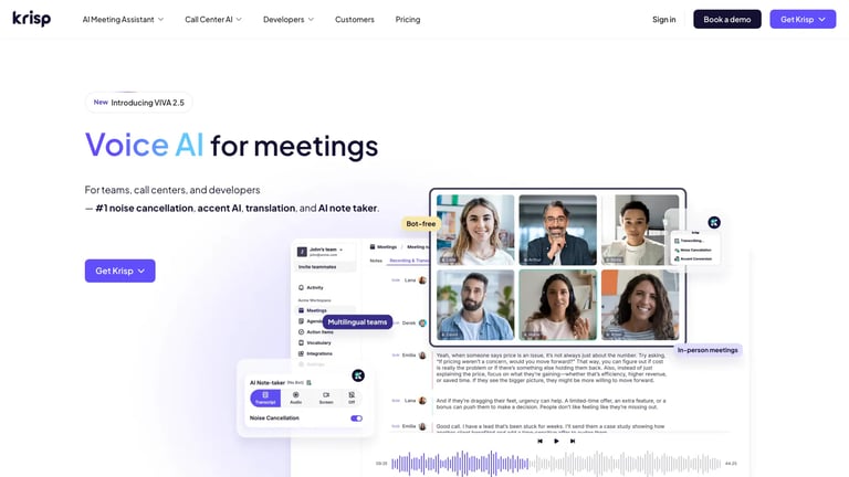 Krisp website homepage screenshot