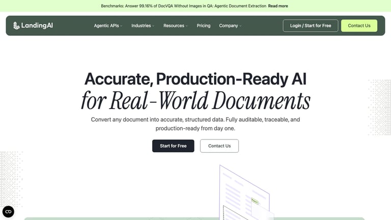 LandingAI website homepage screenshot