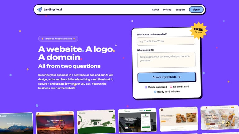 Landingsite.ai website homepage screenshot