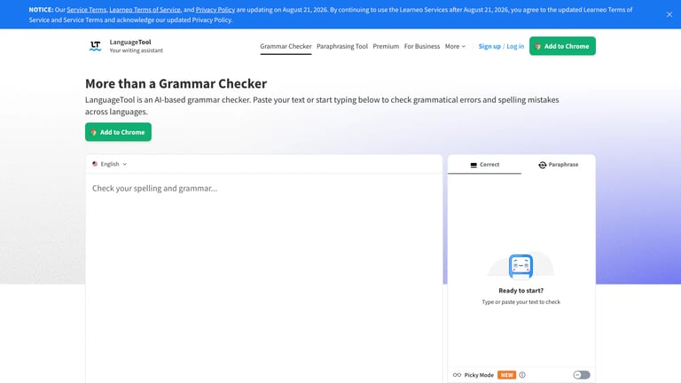 LanguageTool website homepage screenshot