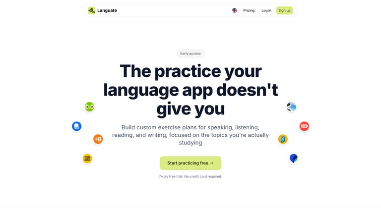 Languate website homepage screenshot