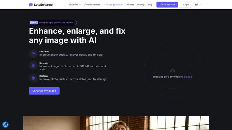 LetsEnhance website homepage screenshot