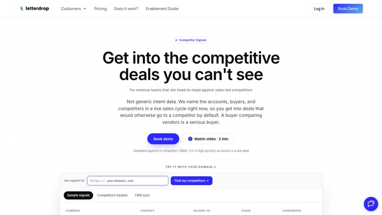 Letterdrop website homepage screenshot