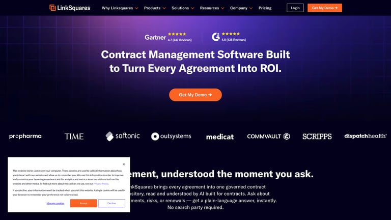 LinkSquares website homepage screenshot