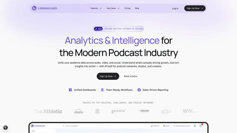 Listener.com website homepage screenshot