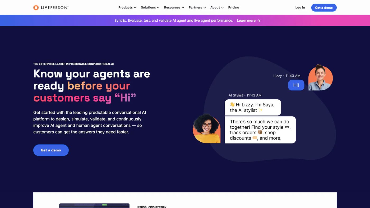 LivePerson website homepage screenshot