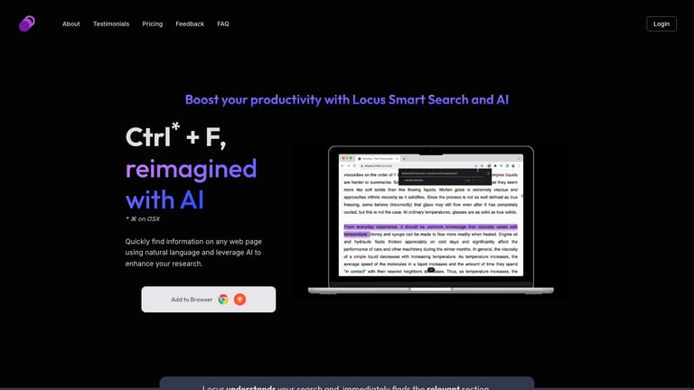 Locus website homepage screenshot
