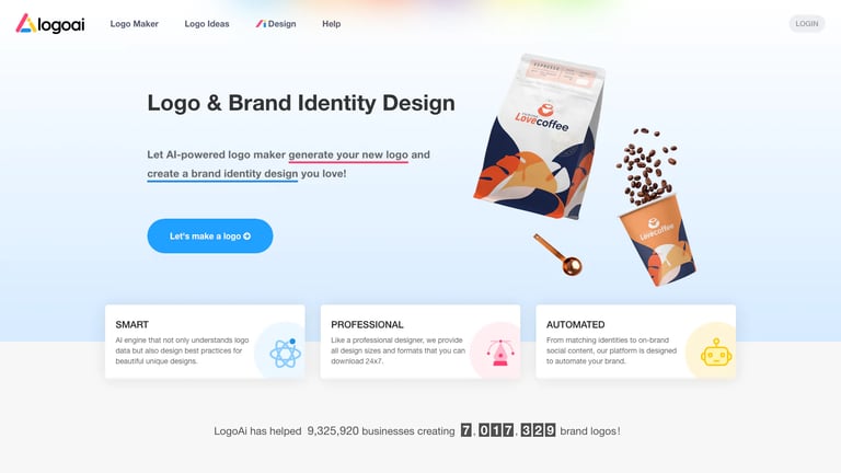 LogoAI website homepage screenshot