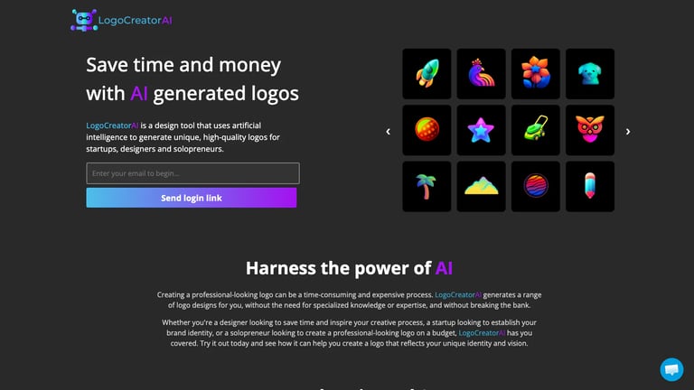 LogoCreatorAI website homepage screenshot