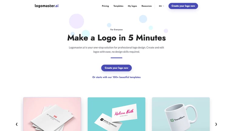 Logomaster.ai website homepage screenshot