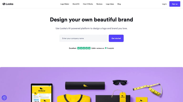 Looka website homepage screenshot