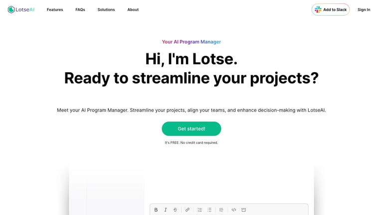 LotseAI website homepage screenshot