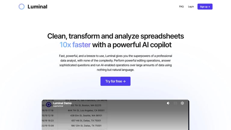 Luminal website homepage screenshot
