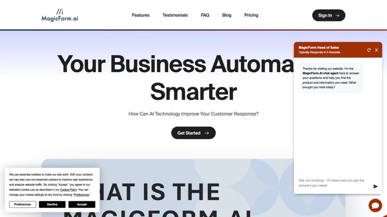 MagicForm.AI website homepage screenshot