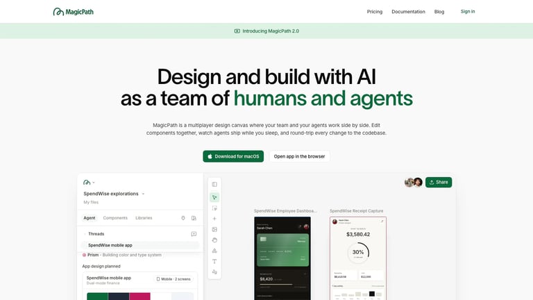 MagicPath website homepage screenshot