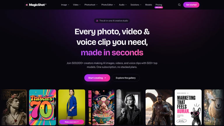 MagicShot website homepage screenshot