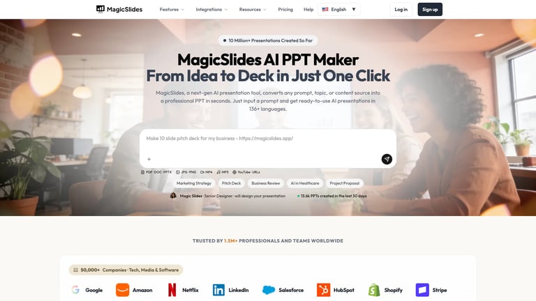 MagicSlides website homepage screenshot