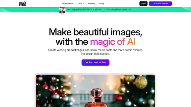 MagicStudio website homepage screenshot