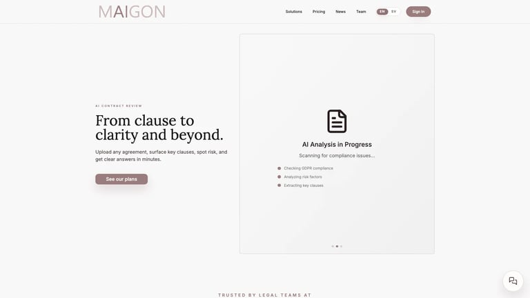 Maigon website homepage screenshot
