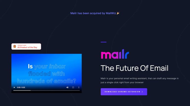 Mailr website homepage screenshot